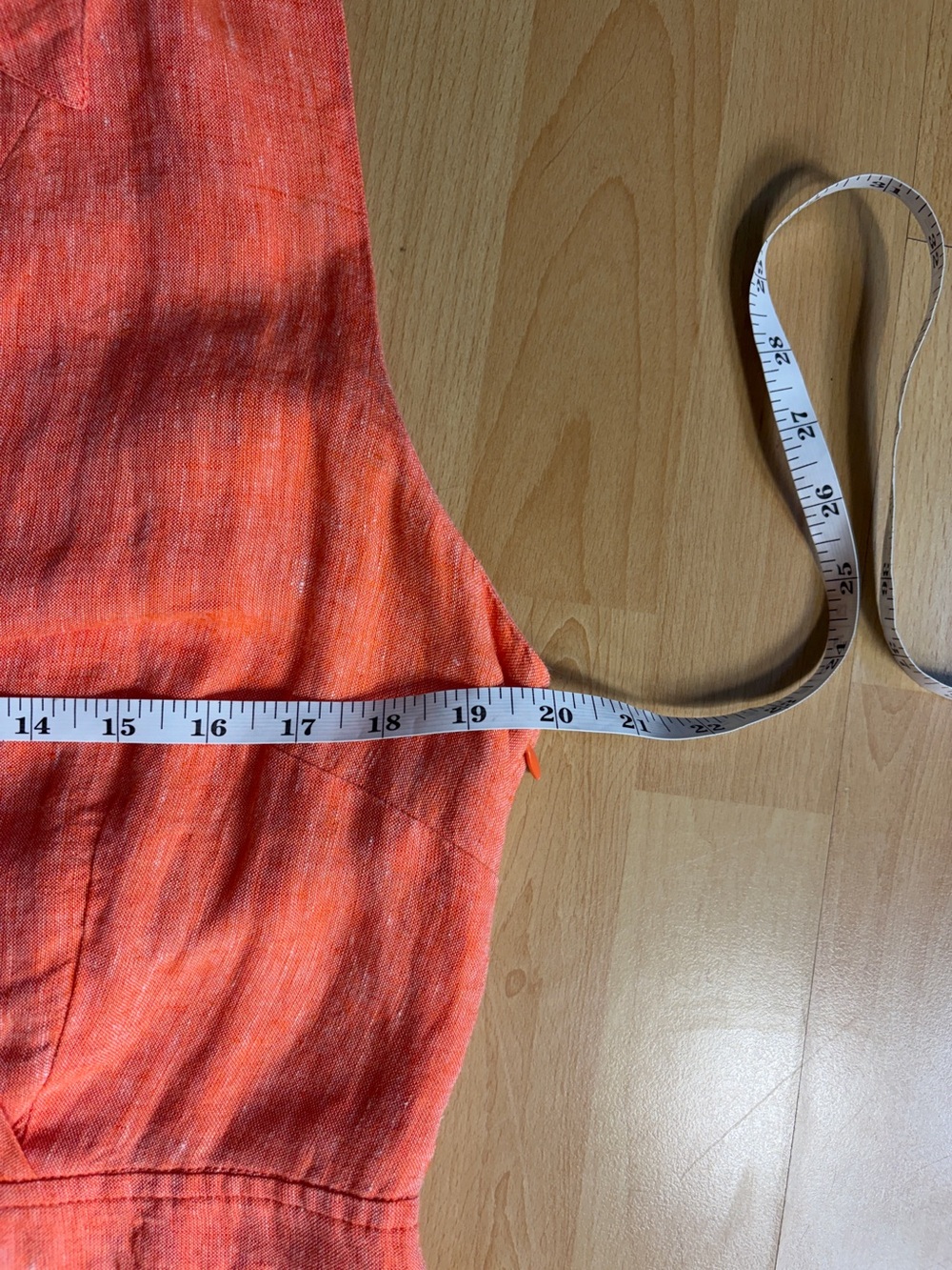 Talbots Faux Wrap Linen Shirt Dress Fit & Flare Orange Creamsicle Resort Beach - Picture 10 of 12